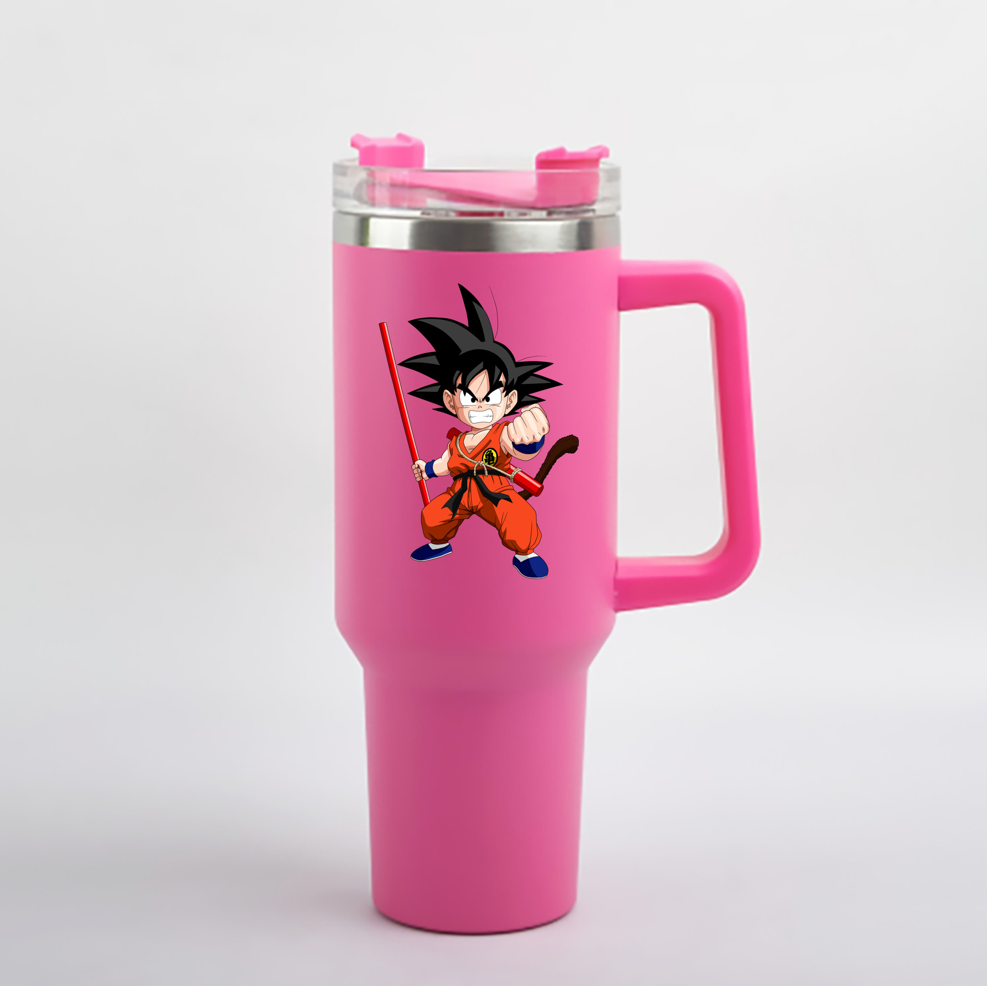 （画像用） ドラゴンボール 孫悟空（そん ごくう）Son Goku カカロット DRAGON BALL Kakarotto 1200mL車用タンブラー - クリスタルステッカー（プラスチックストロー付き）